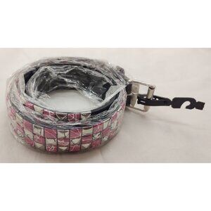 Pink Faux Leather Studded Belt Silver Studs Trend Fashion Accessory Adjustable